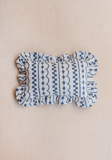 Navy Ruffle Cushion