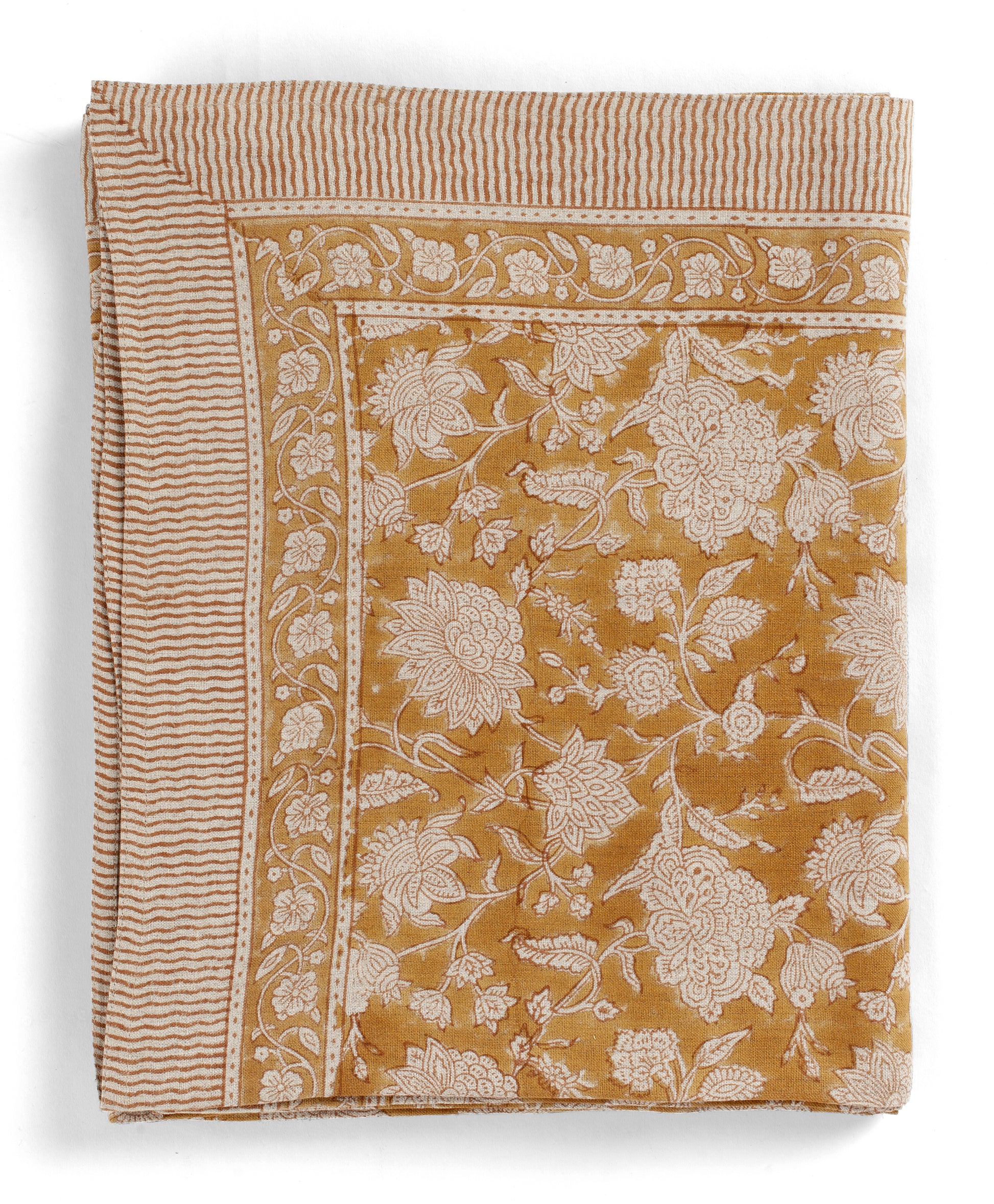 Indian Rose Ochre Linen Tablecloth