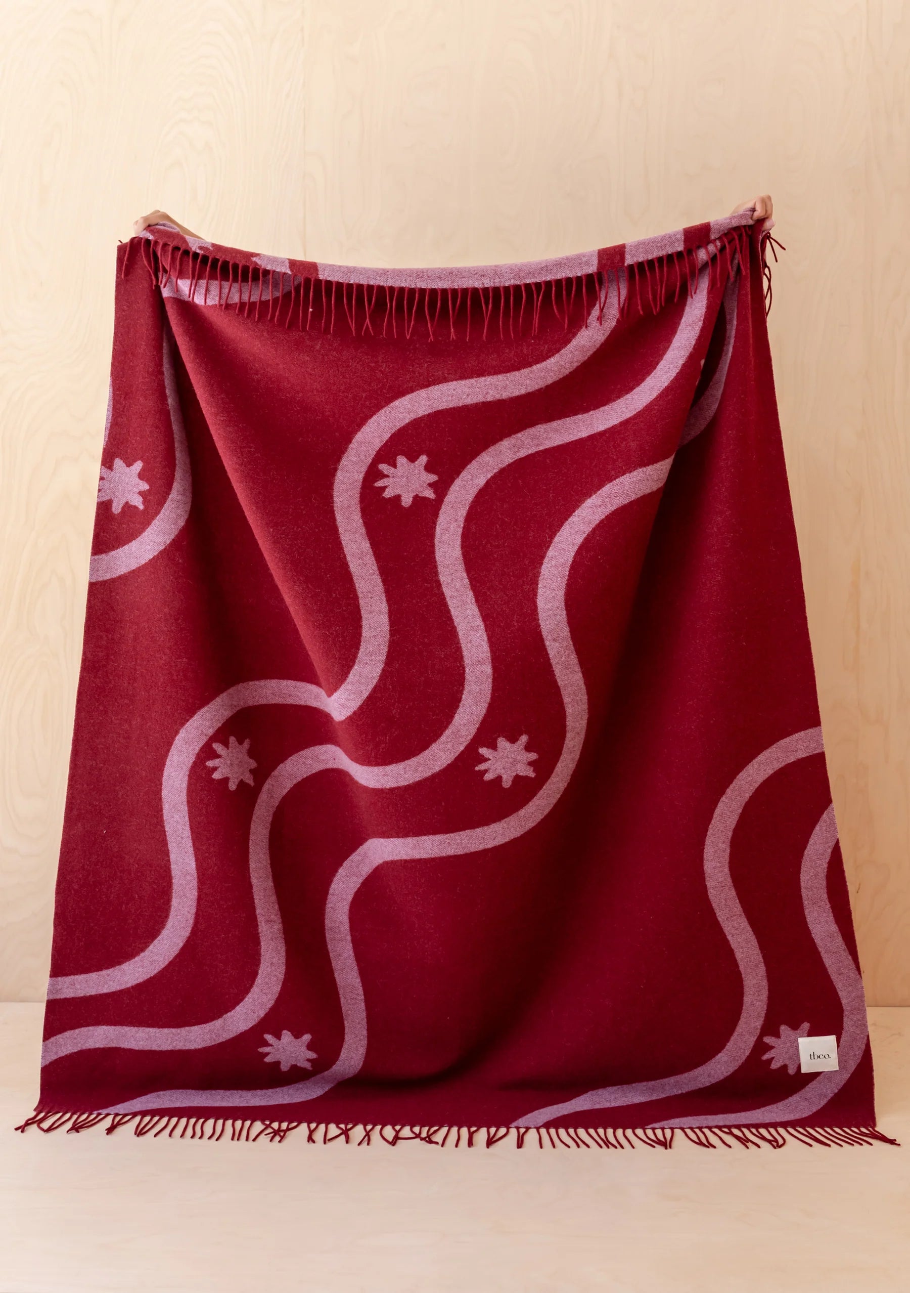 Lambswool Blanket Red Wave