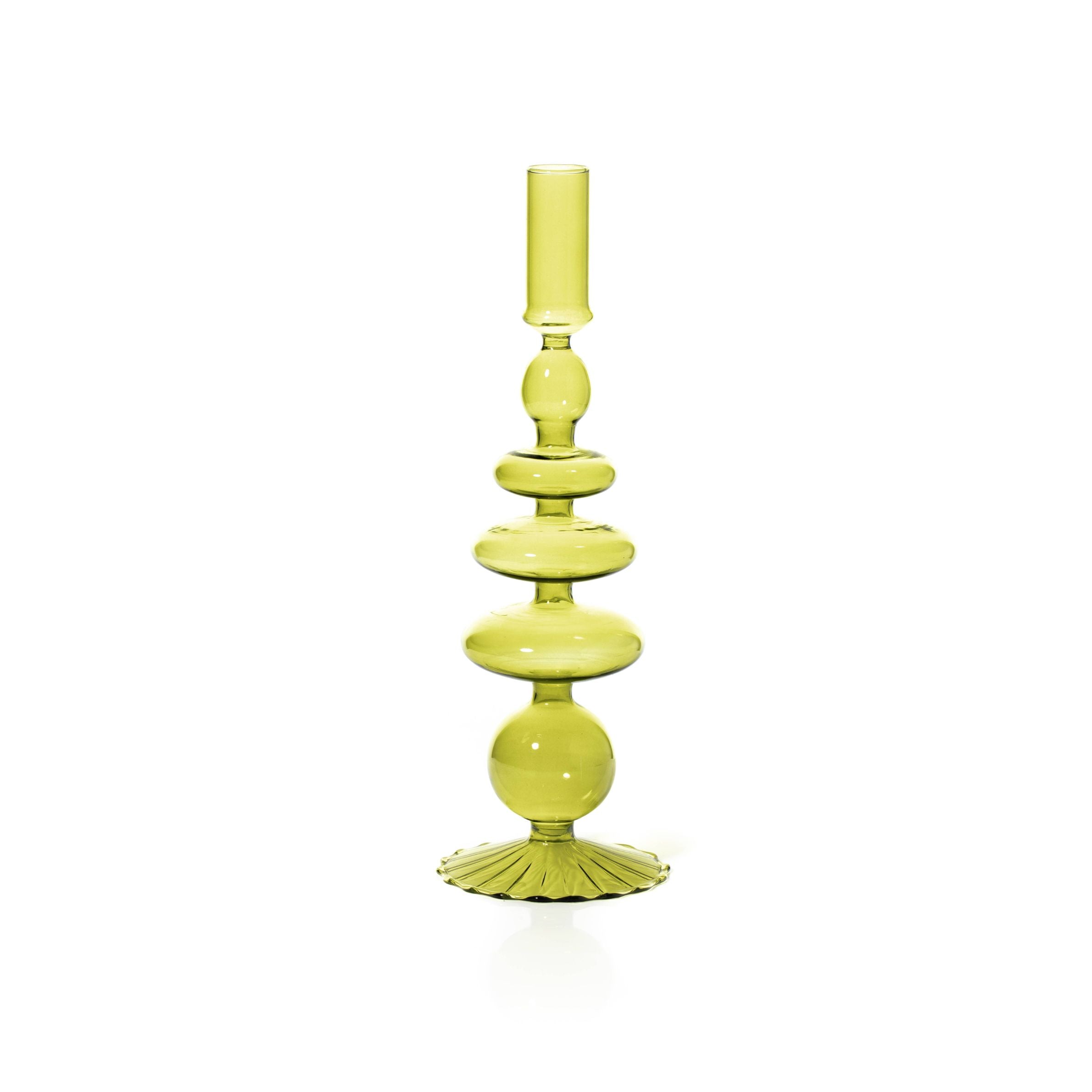 Pear Green Coloured Glass Taper Holder