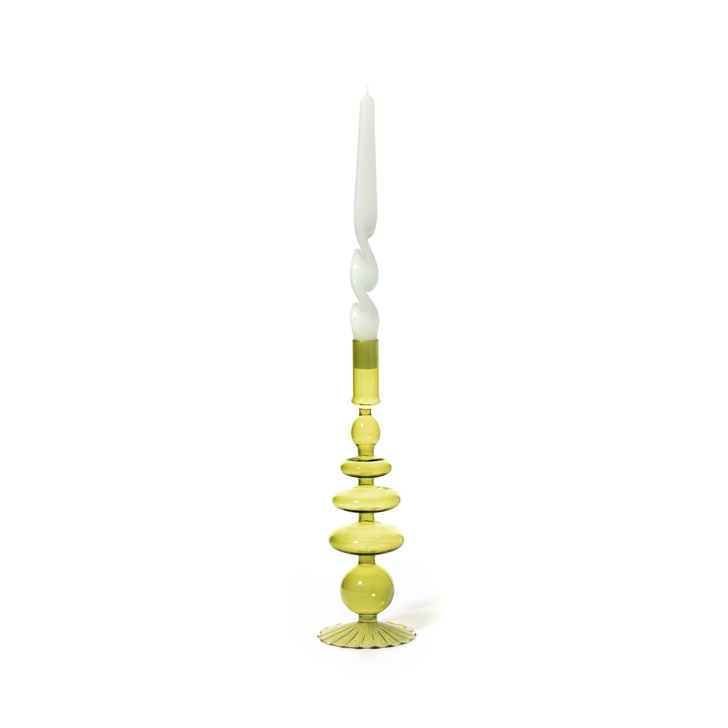 Pear Green Coloured Glass Taper Holder