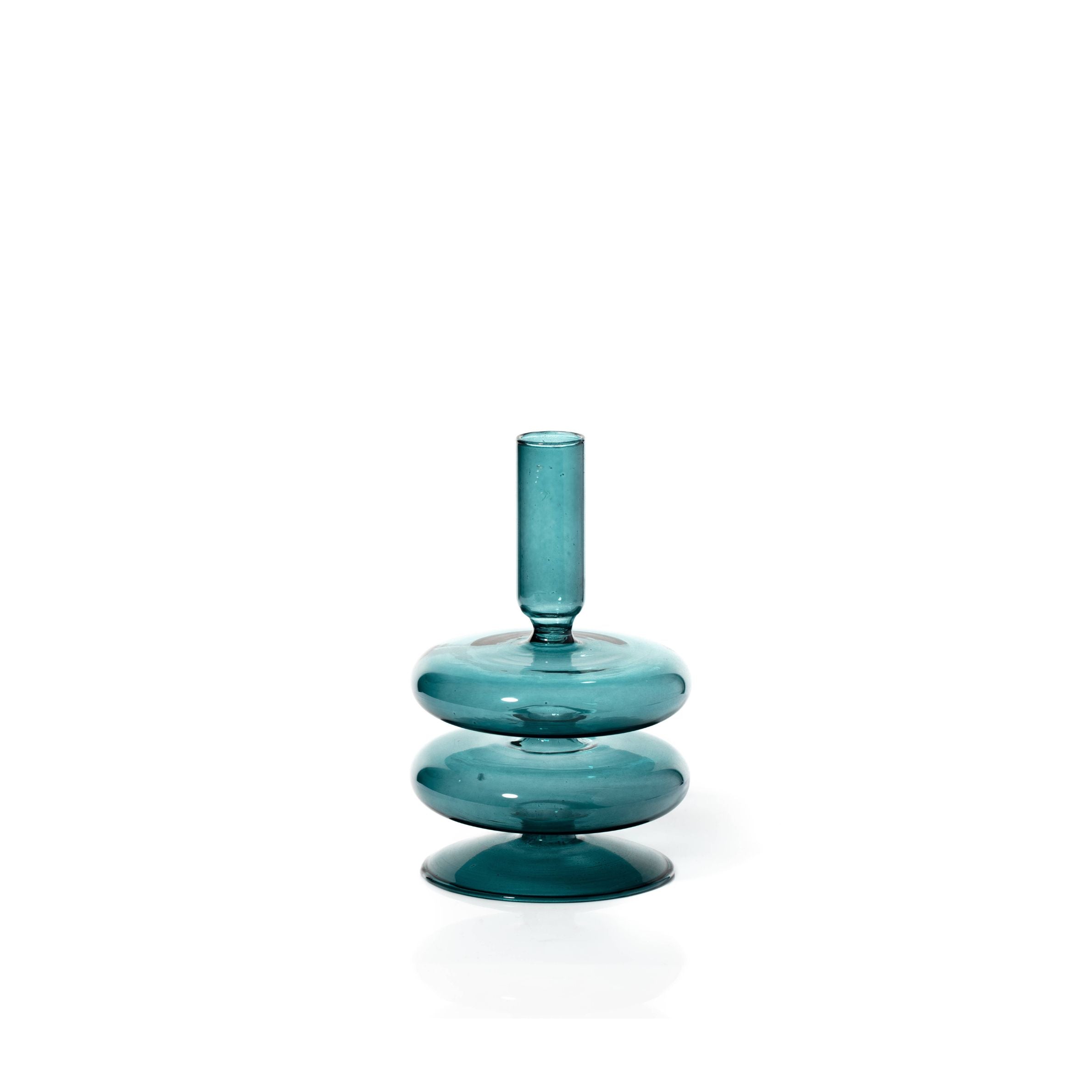 Ocean Teal Coloured Glass Taper Holder