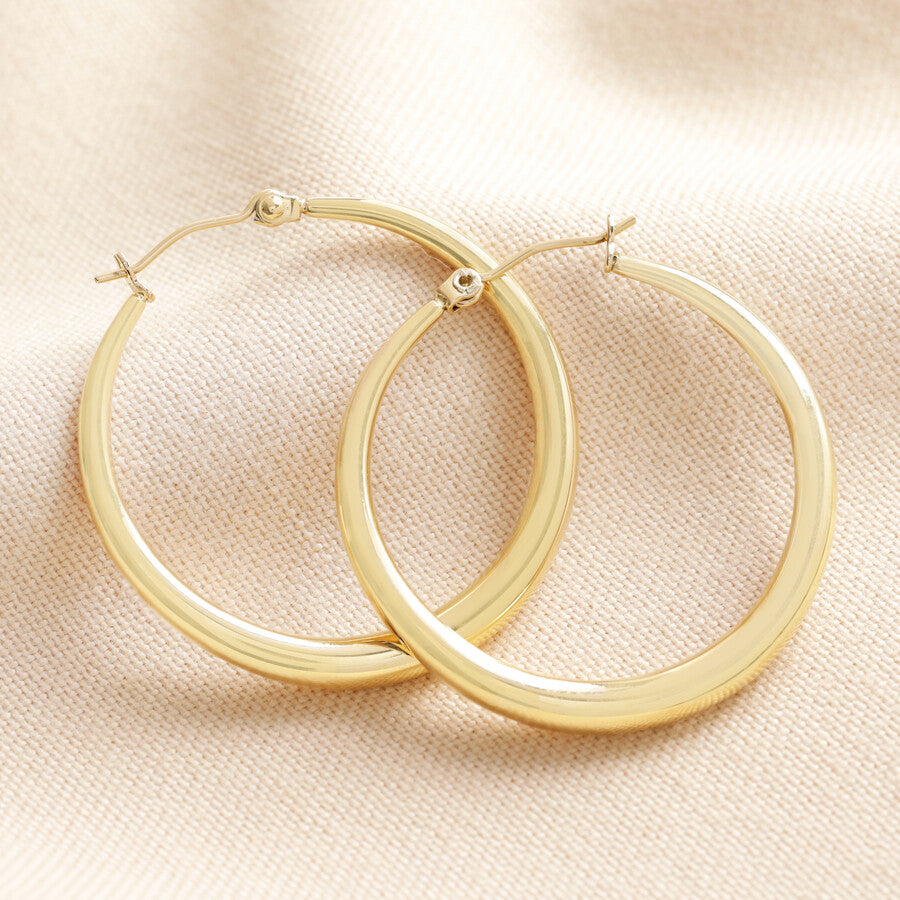 Gold Stainless Steel Large Chunky Hoop Earrings
