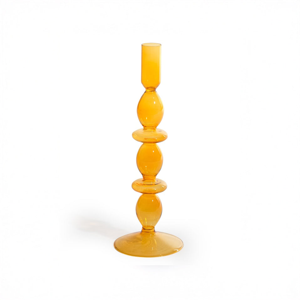 Amber Glass Candle Holder