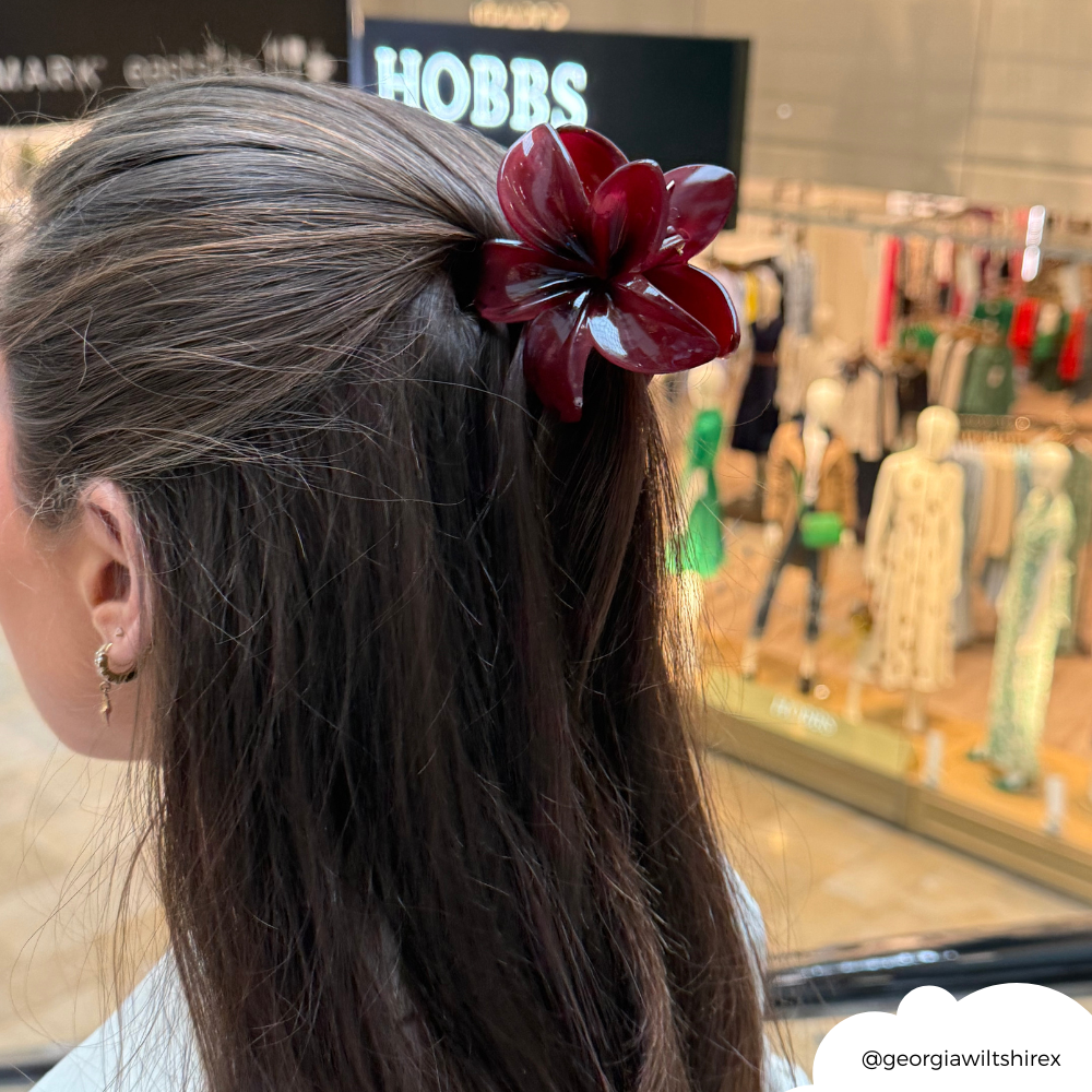 Tropical Flower Claw Clip - Burgundy