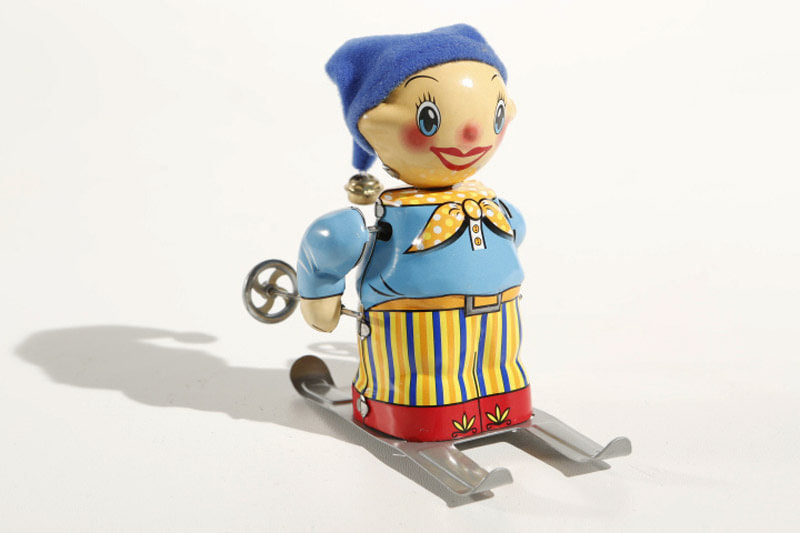 Gnome On Skis Tin Toy