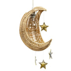 Whimsical Crescent Moon Pendant Light Shade with Silver and Gold Stars
