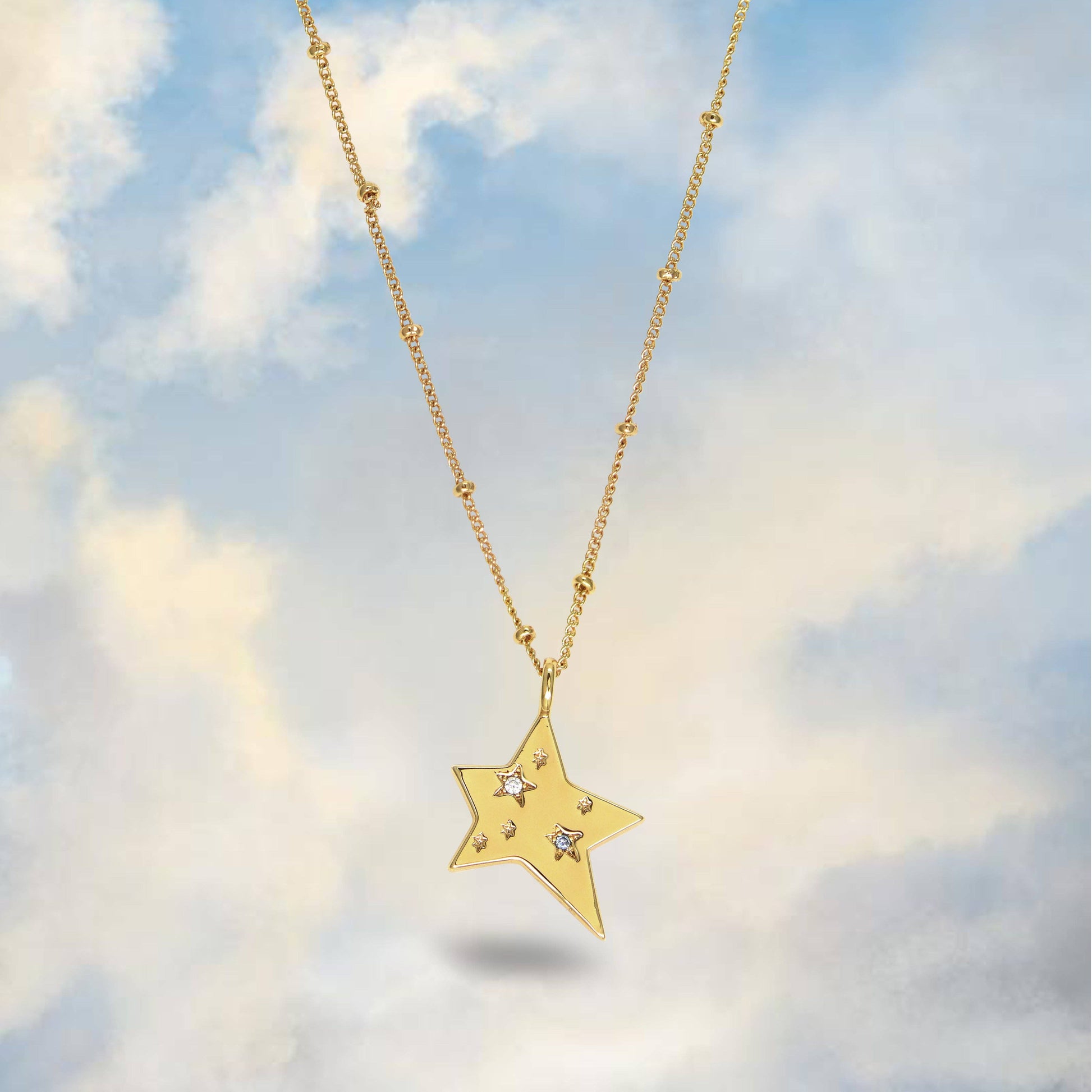 Star Charm Jewelled Necklace Gold