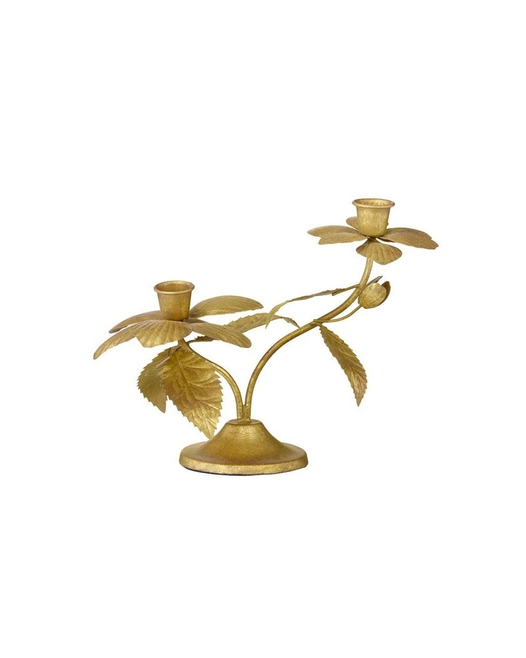 Double Golden Rose Candle Holder