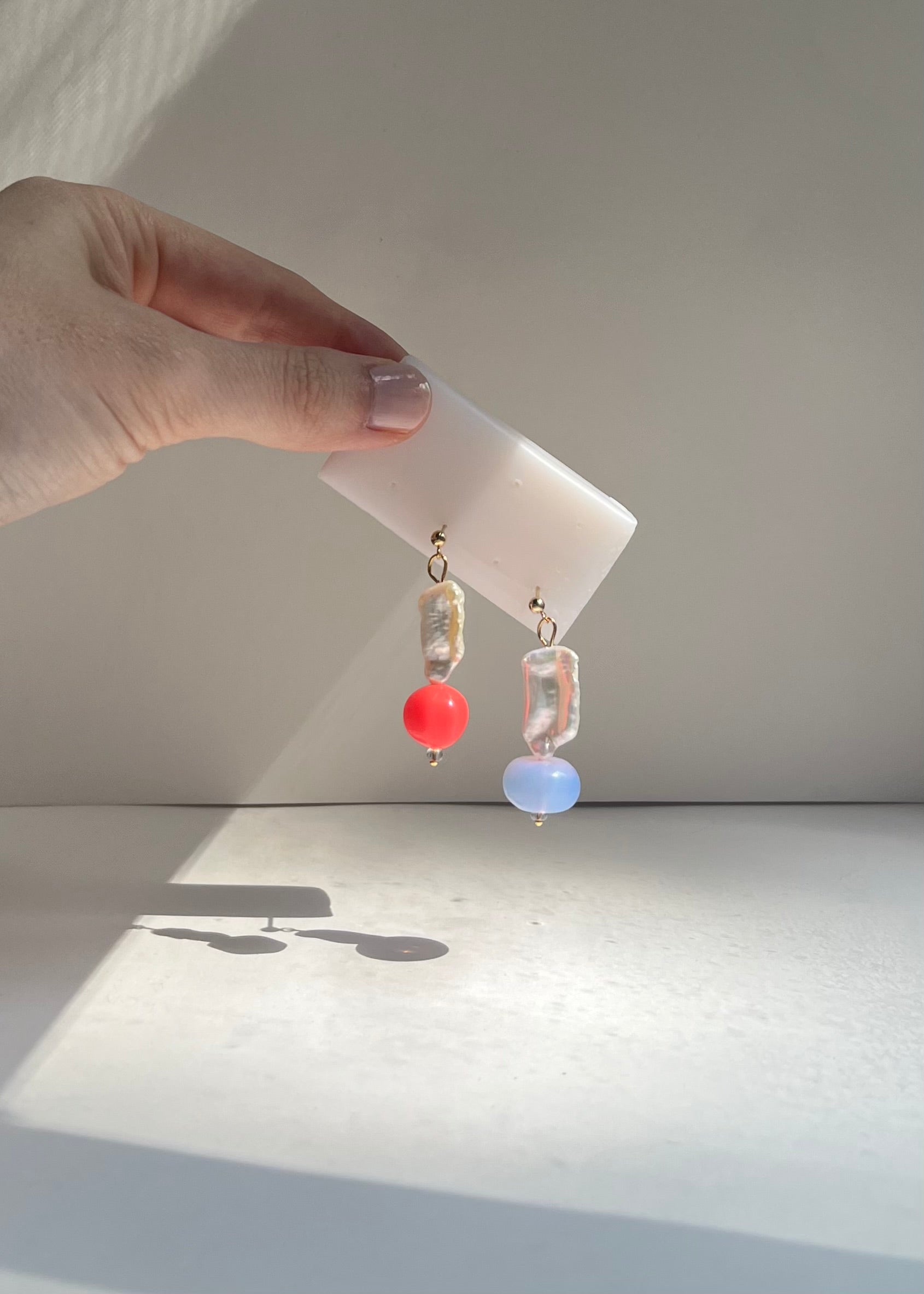 Pearl Cloud Lilac & Orange Earrings