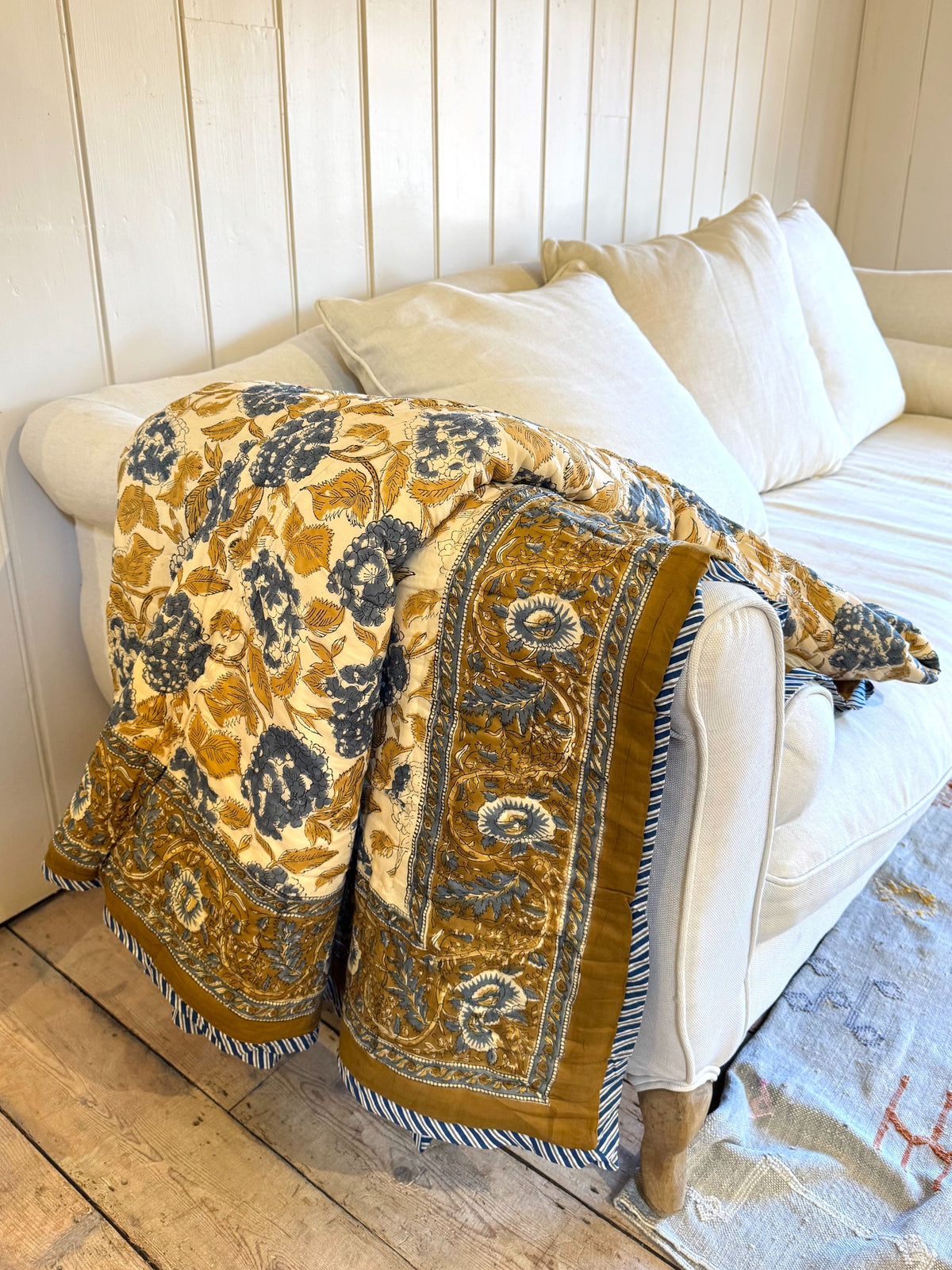 Double Quilts - Blue & Gold