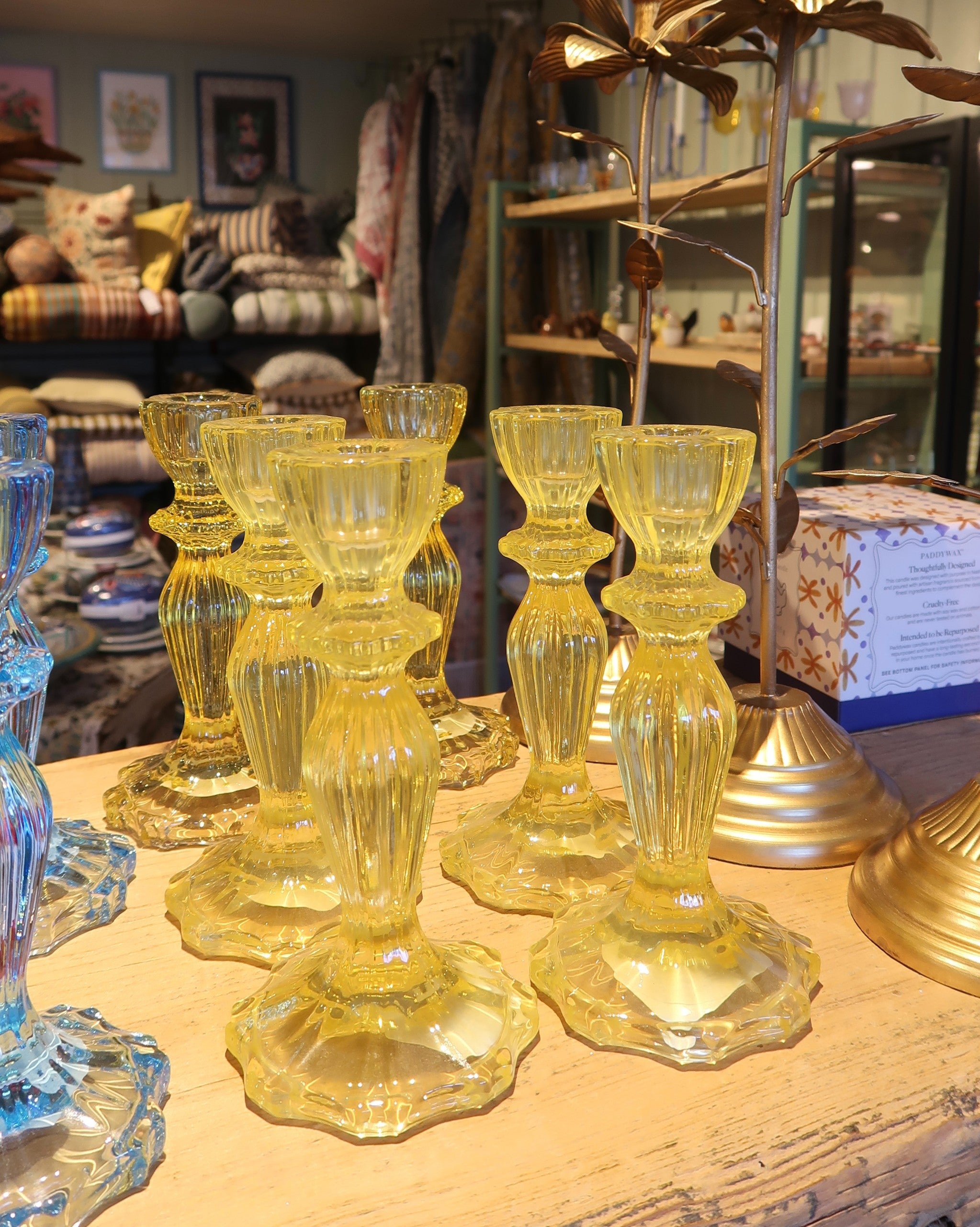 Yellow Glass Candle Holder