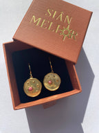 Celestial disk huggie hoop earrings