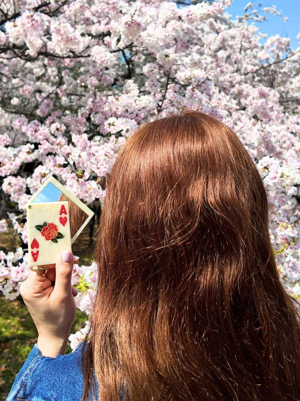 Hand-painted Ace of Hearts Compact Mirror