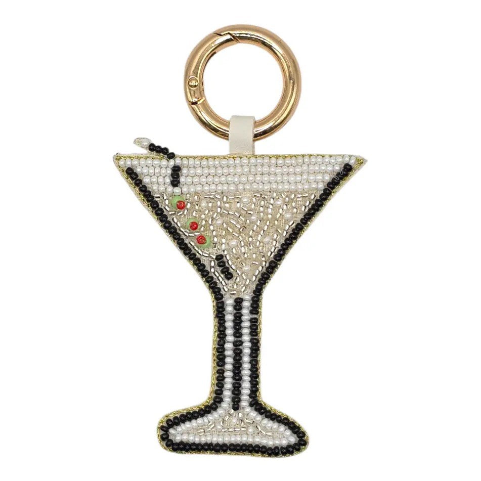 Sparkle Martini Glass Beaded Bag Charm