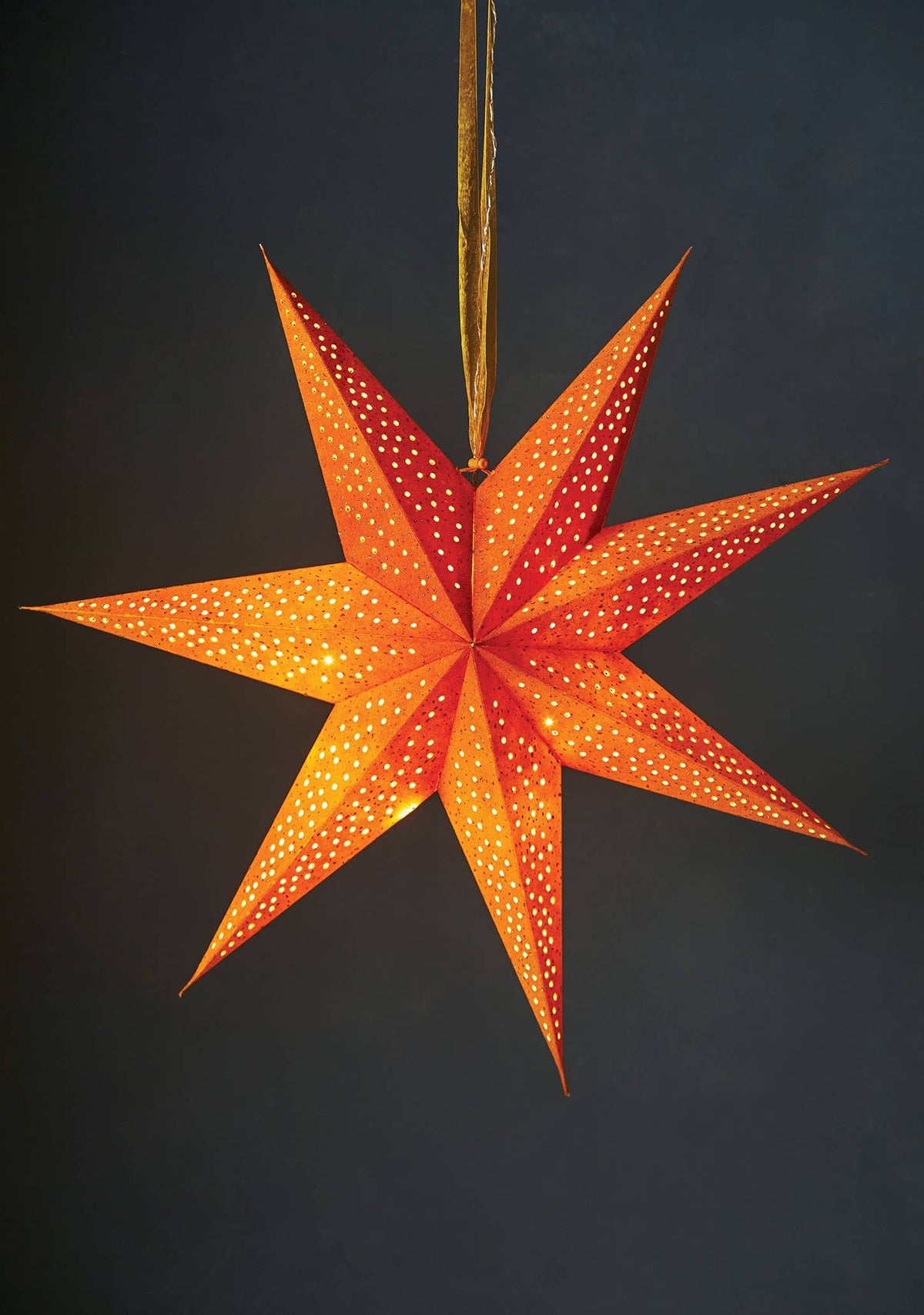 7-Arm Mustard Velvet Star With Glitter & Led's
