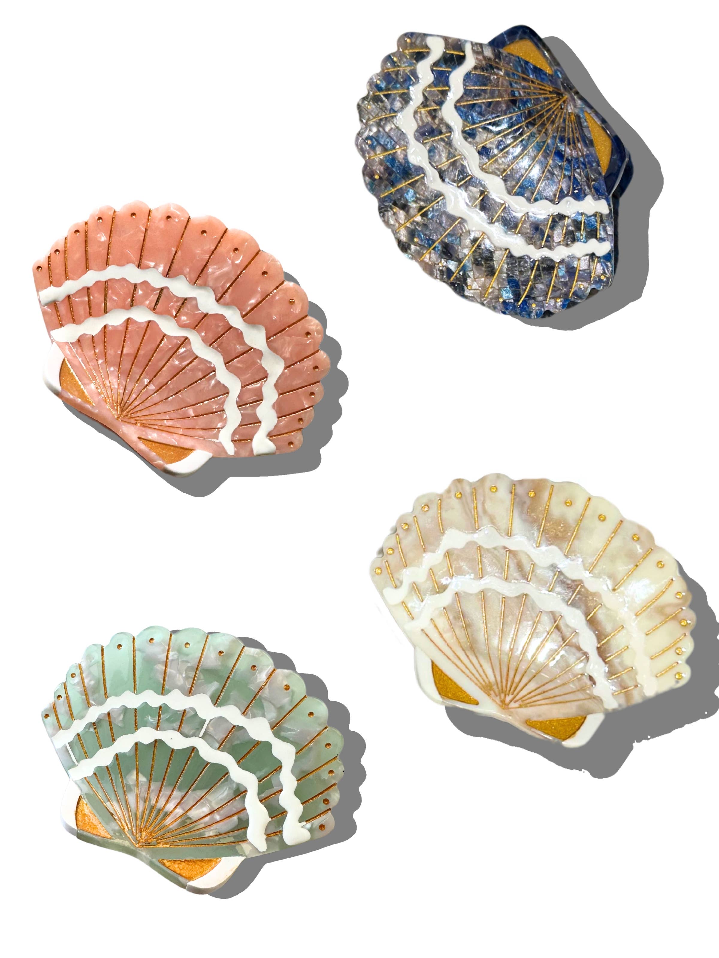 Hand-painted Seashell Claw Hair Clip