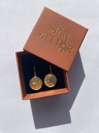 Celestial disk huggie hoop earrings