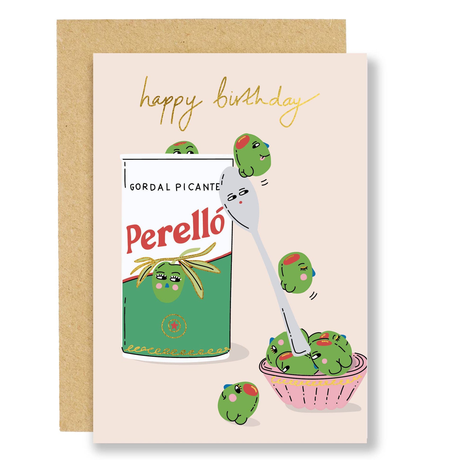 Picante olive birthday card
