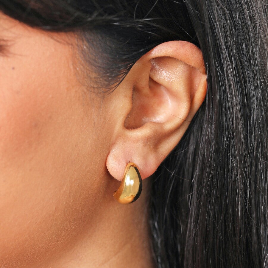 Chunky Teardrop Half Hoop Earrings Gold