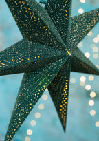 7-Arm Green Velvet Star, Glitter & Led's