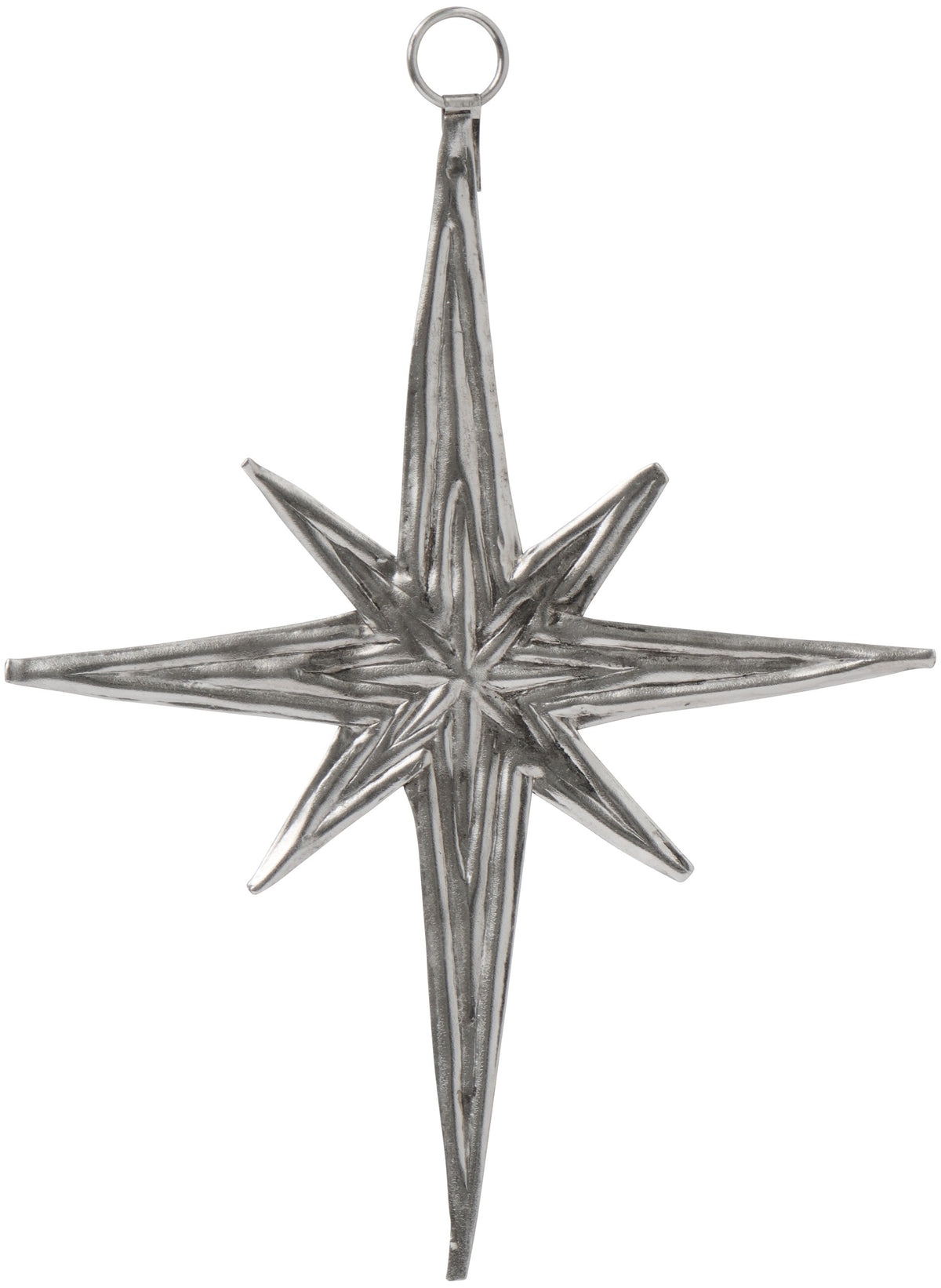 Silver Star Oblong Ornament