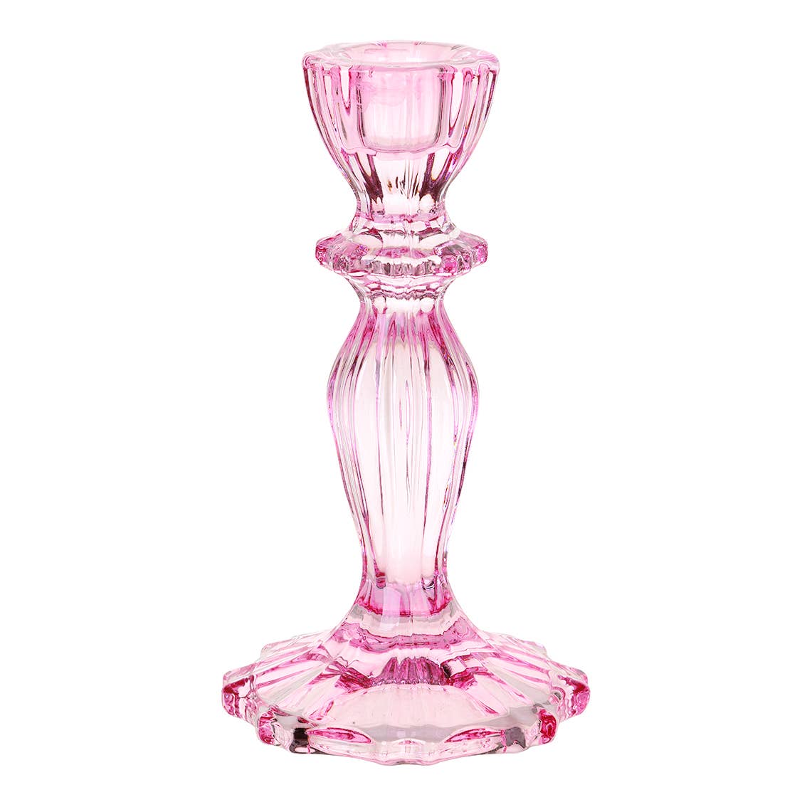 Pink Glass Candle Holder