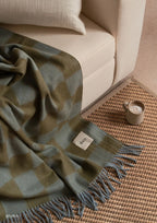Blue/Green Checkerboard Recycled Wool Blanket