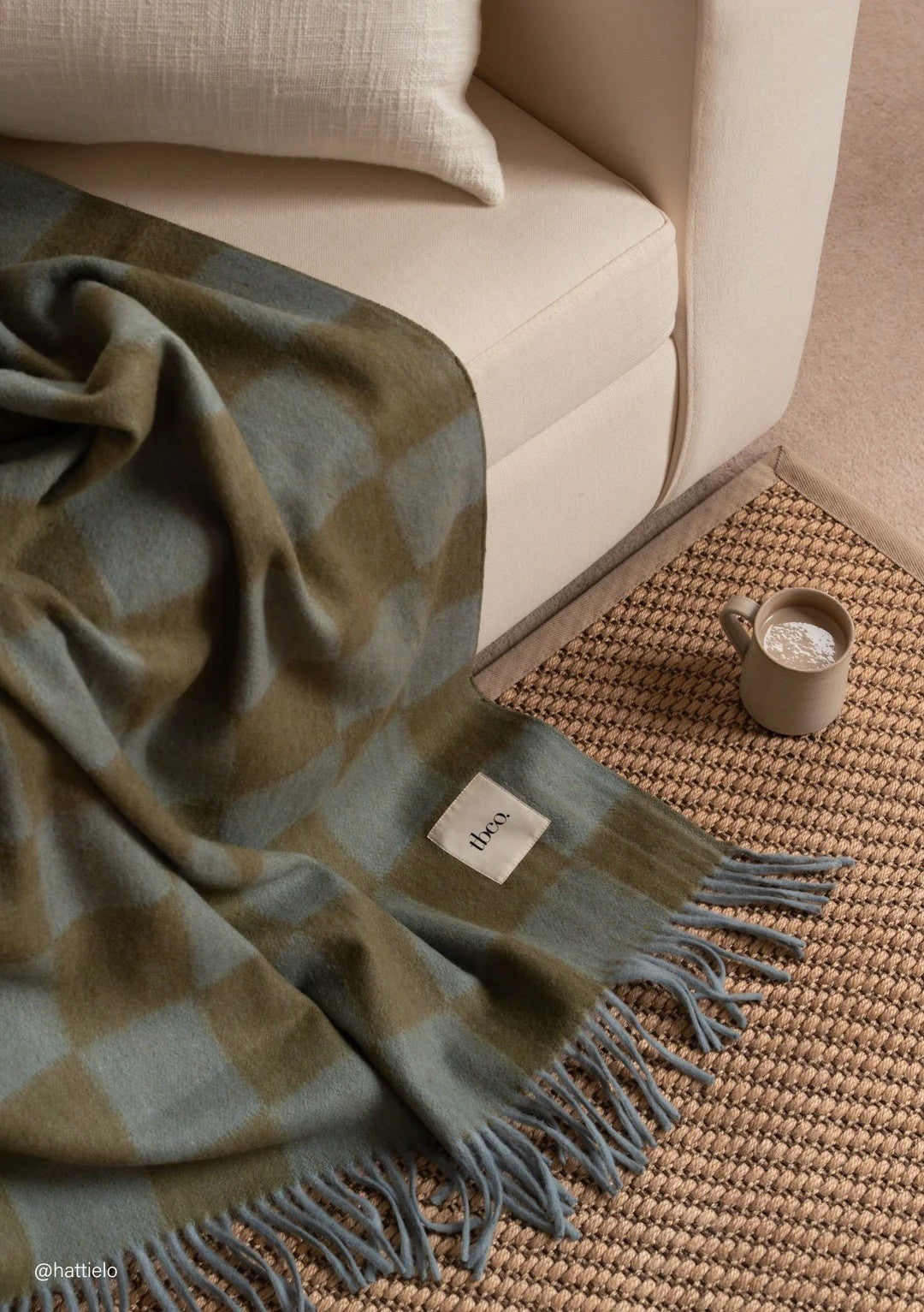 Blue/Green Checkerboard Recycled Wool Blanket