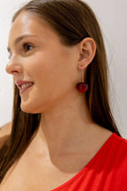 Thread Through Cherry Drop Earring in Dark Red