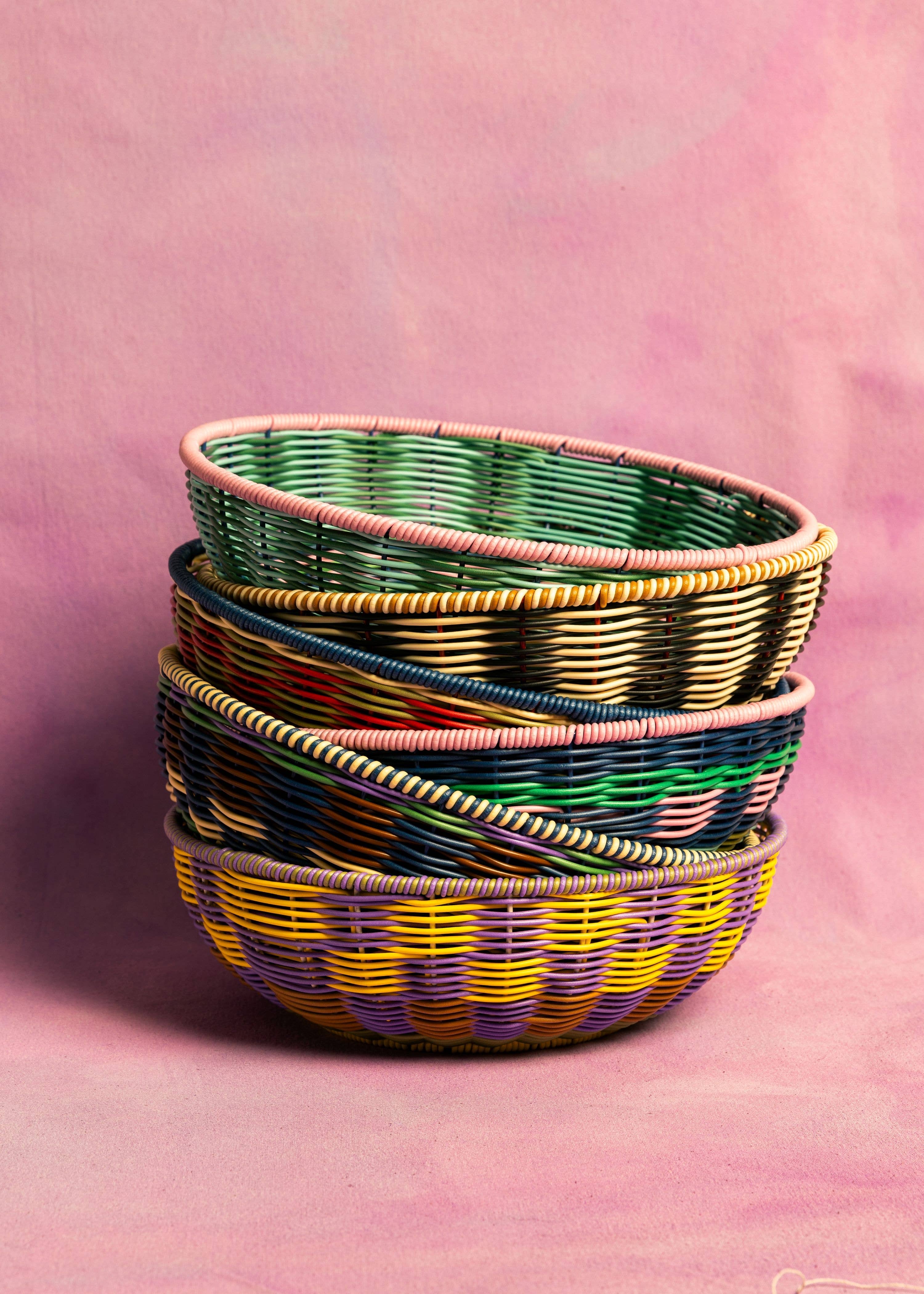 Woven Bowl - Pink/Navy