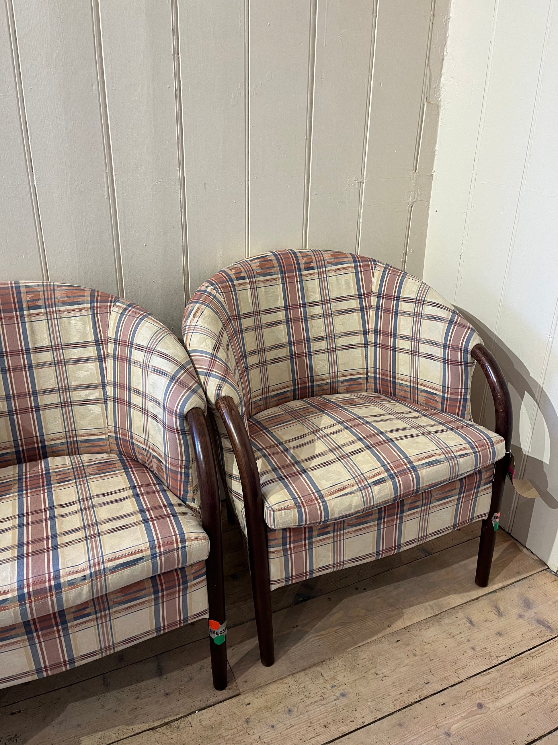 Vintage Storky Check Chairs Set of 2
