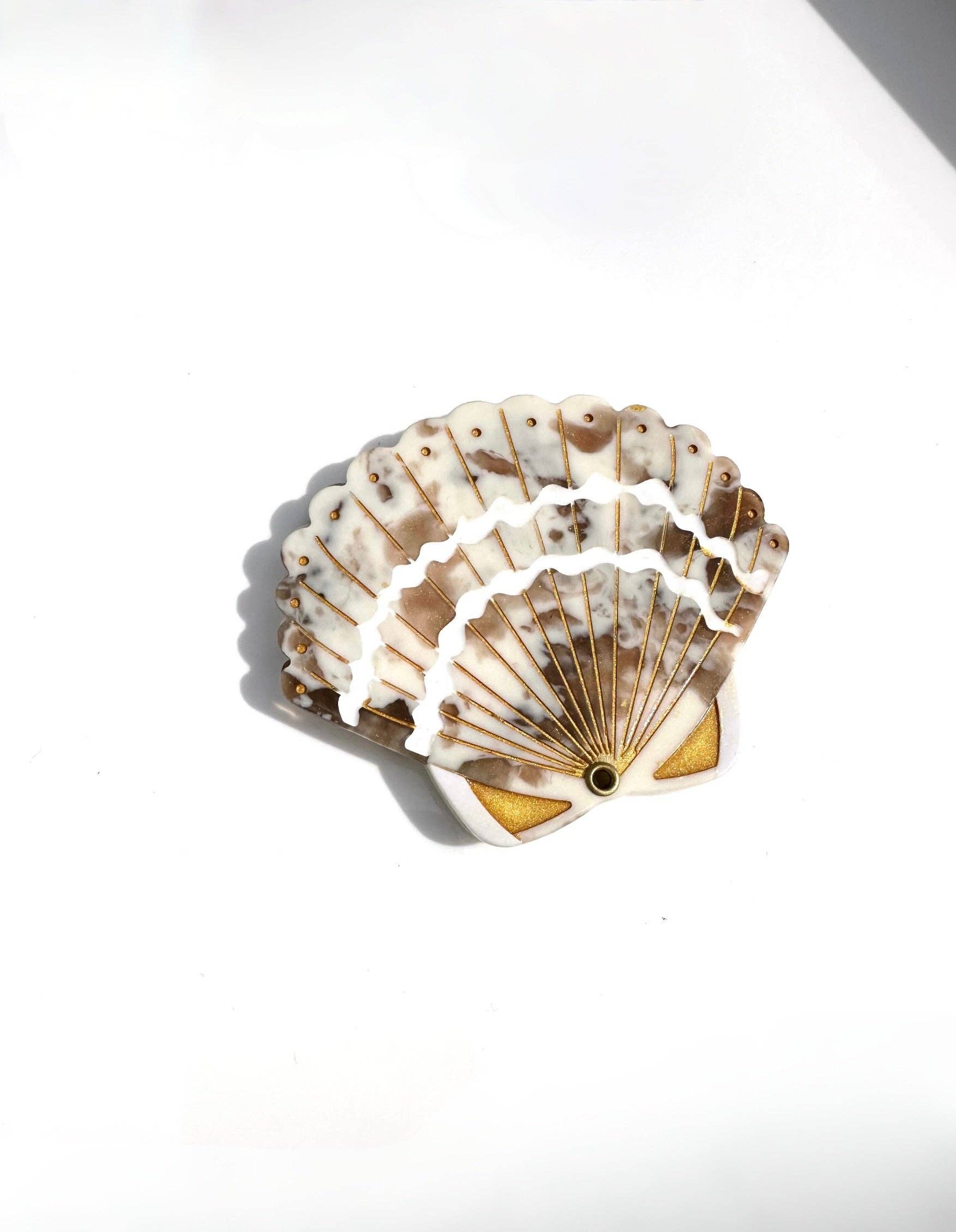 Hand-painted Seashell Compact Mirror | Eco-Friendly