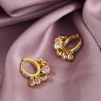 Pastel Stone Drop Hoop Earrings