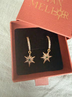 Sparkly small star huggie hoop earrings