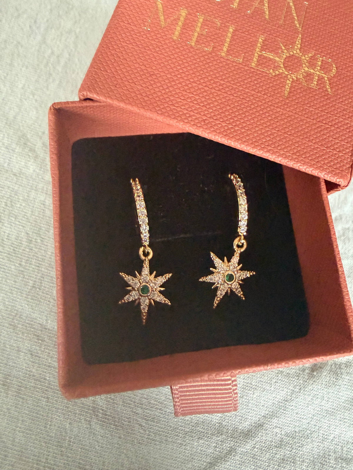 Sparkly small star huggie hoop earrings