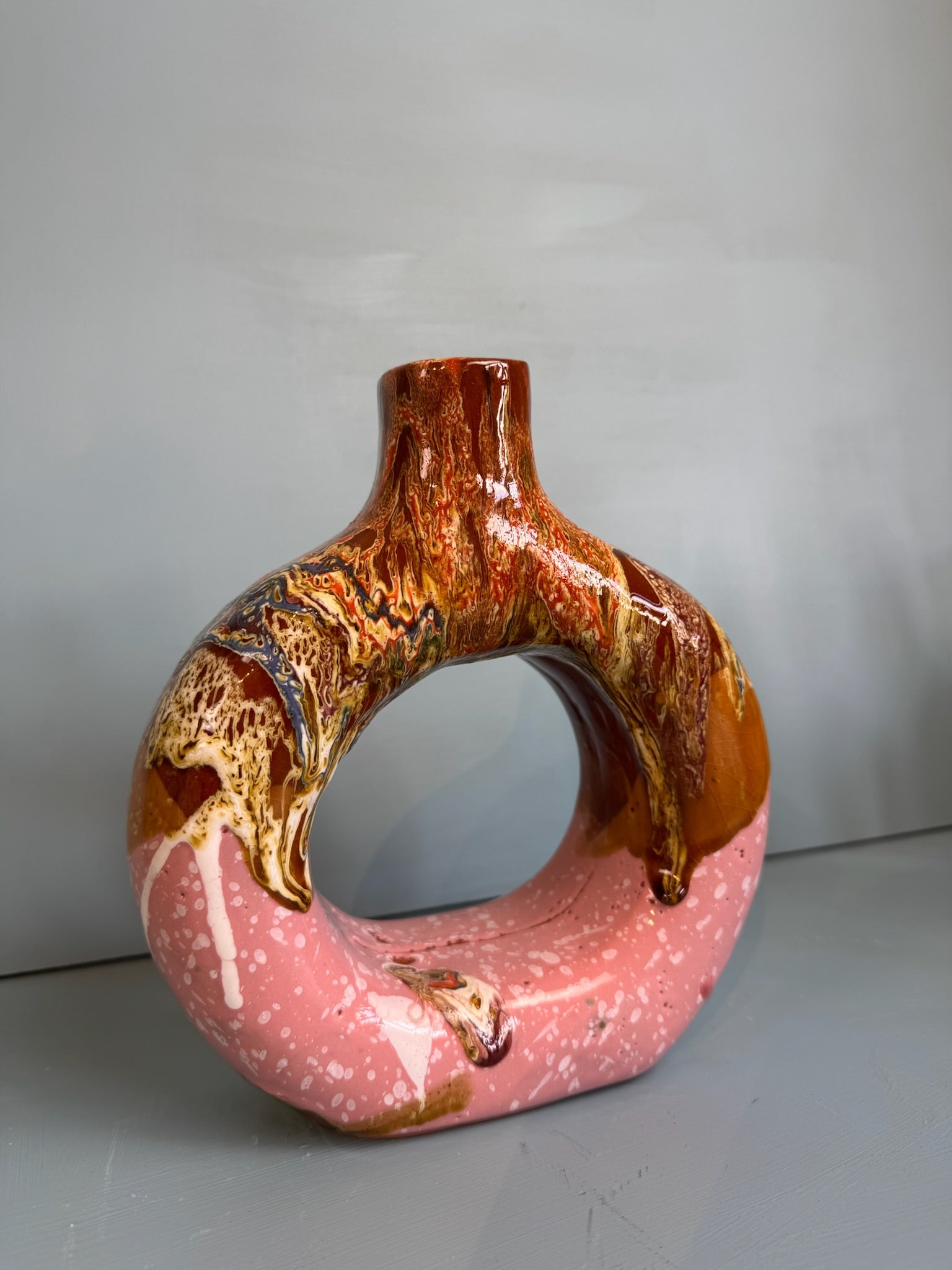 Pink & Orange Round Hole Vase