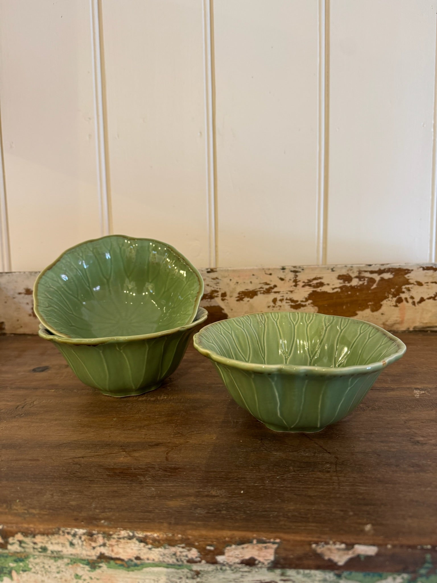 Vintage Cabbage Leaf Bowls
