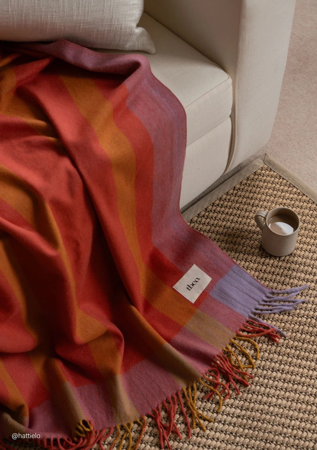 Orange Frame Stripe Recycled Wool Blanket