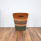 Seagrass Waste Paper Basket in Olive & Old Rose