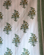 Green Marigold Block Print Throw
