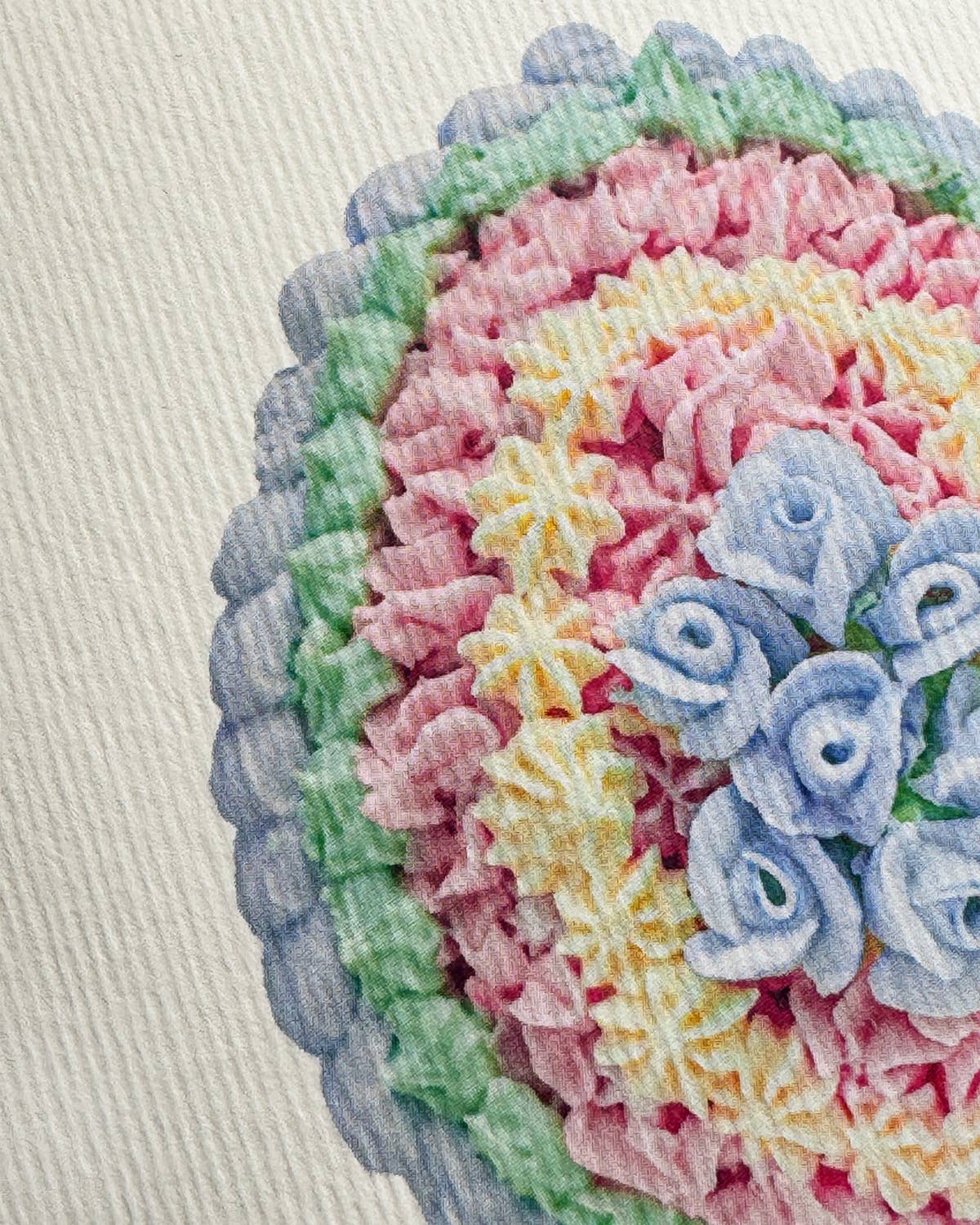 Blue & Pink Posies Royal Icing Egg Greeting Card | Easter