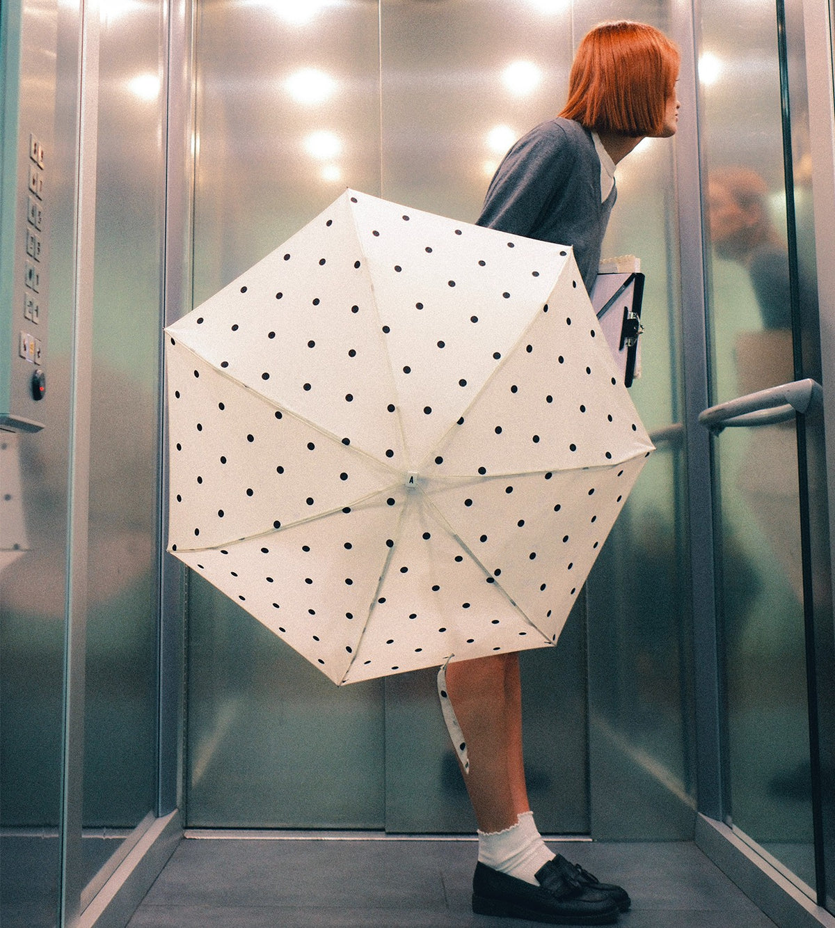 White Polka Dot Umbrella Anny
