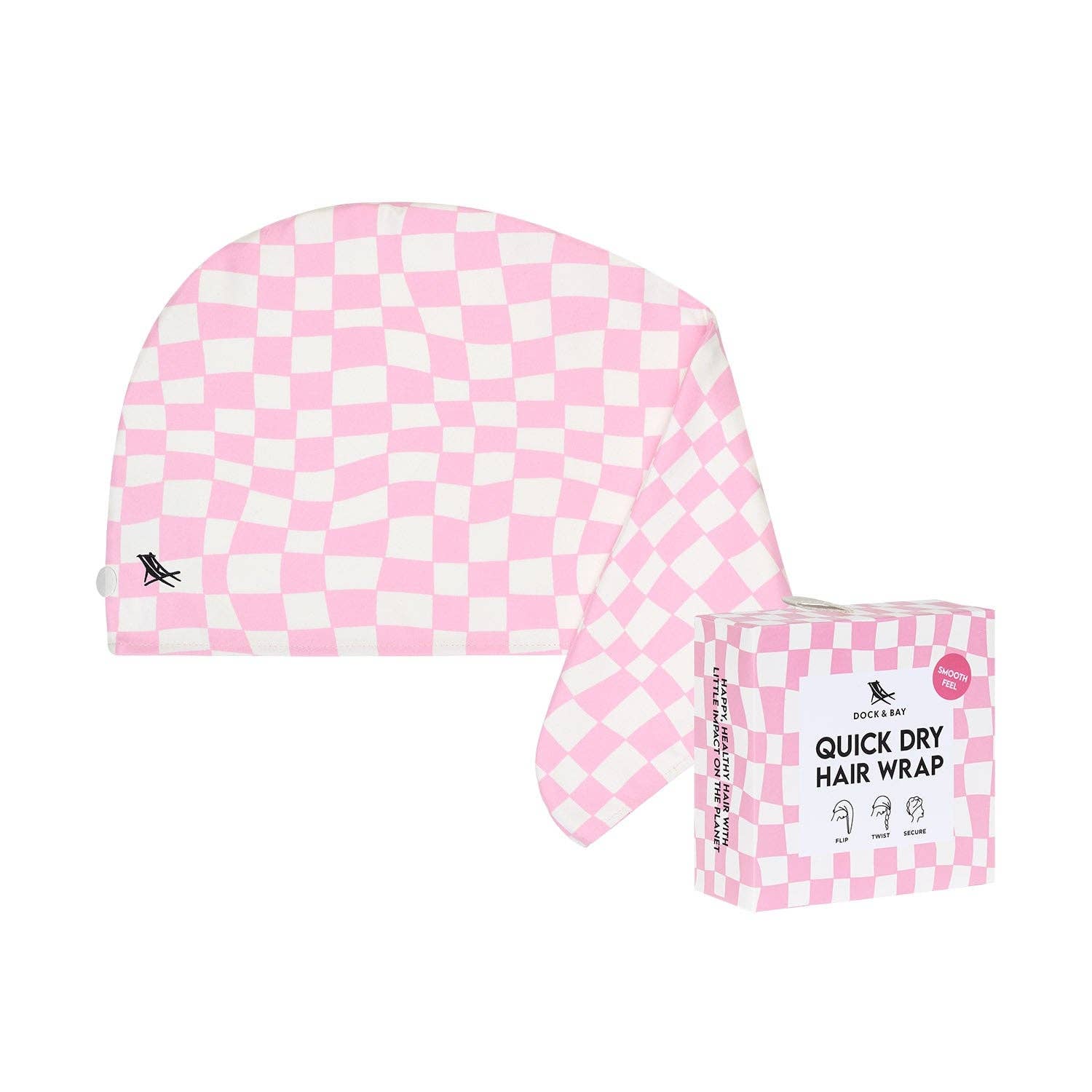 Quick-Dry Hair Wrap - Pink Check