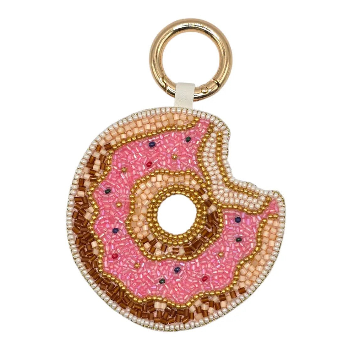 Pink Doughnut Beaded Bag Charm