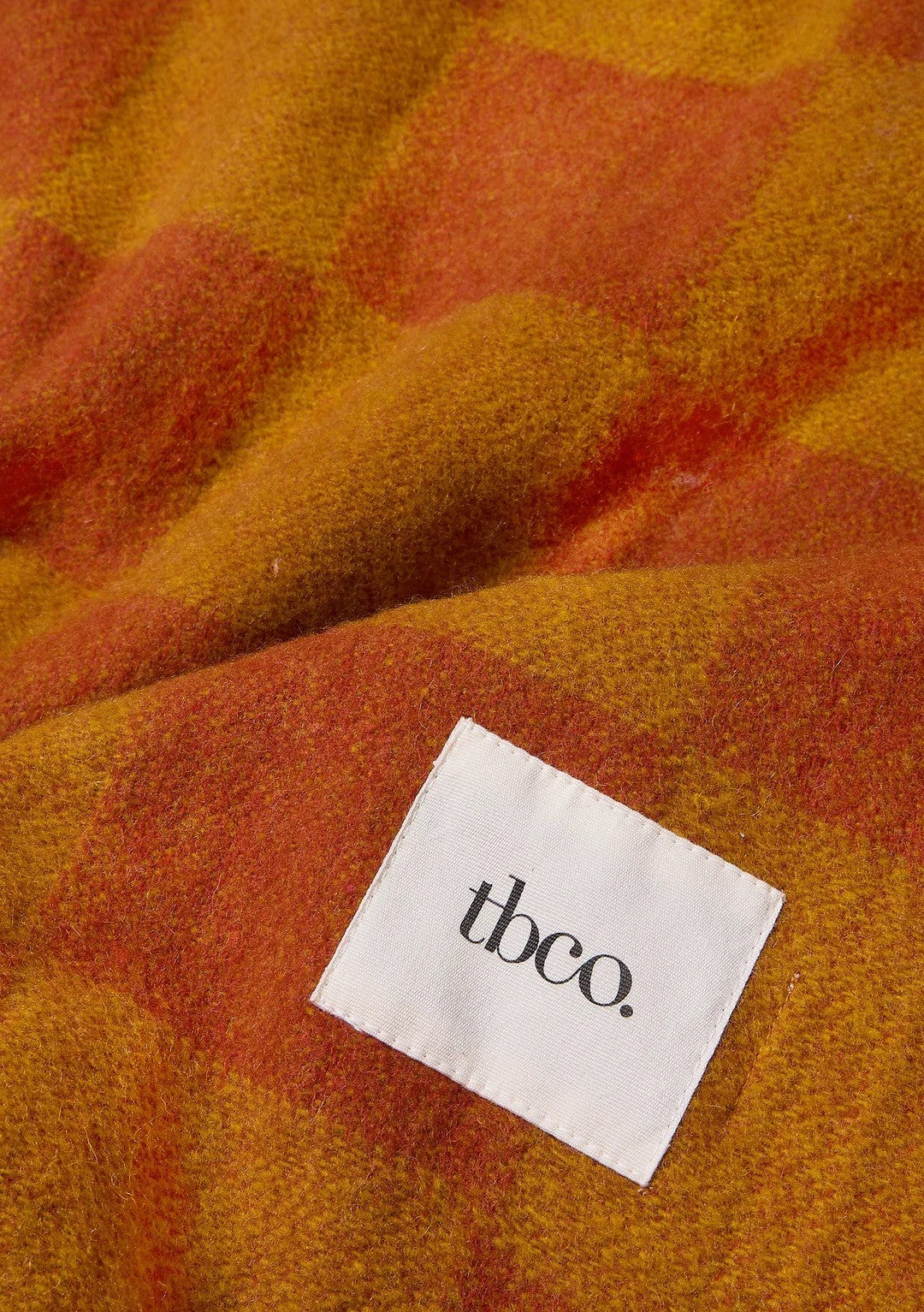 Mustard/Orange Recycled Wool Checkerboard Blanket