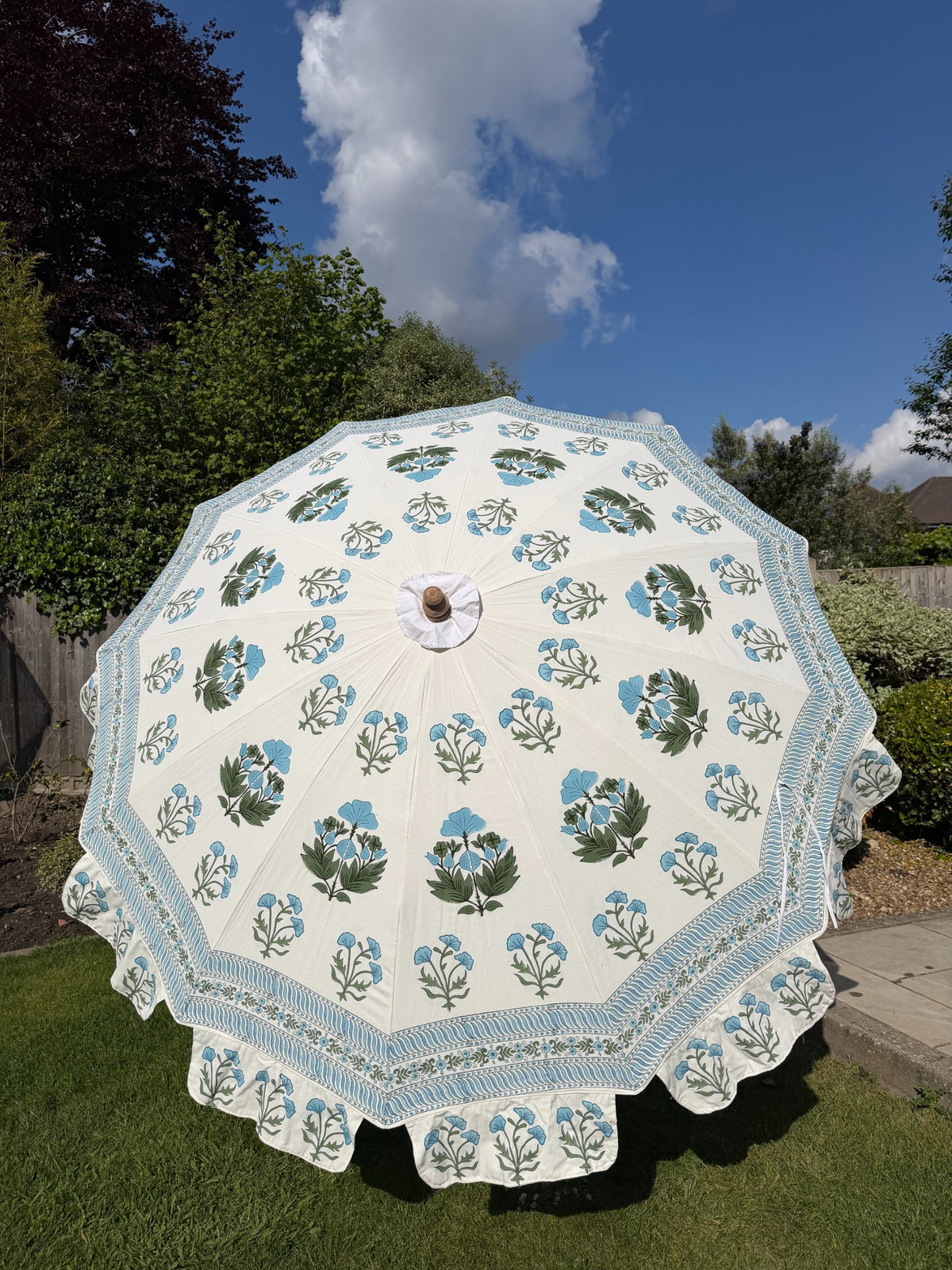 Meadow Blue Block Print Parasol