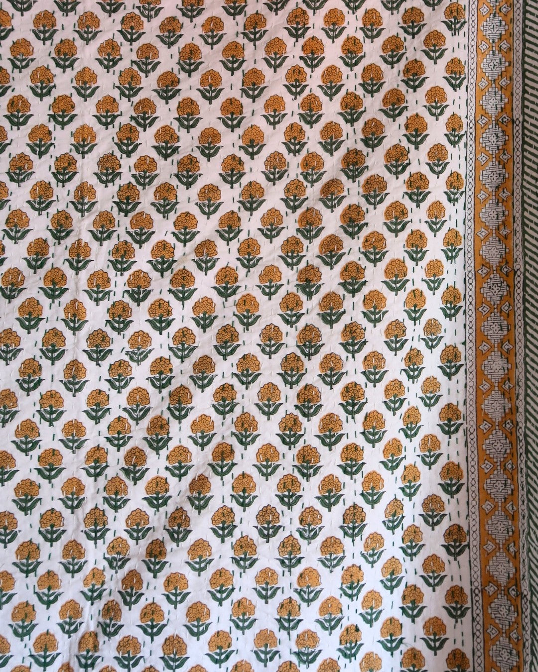 Yellow Mini Marigold Block Print Throw