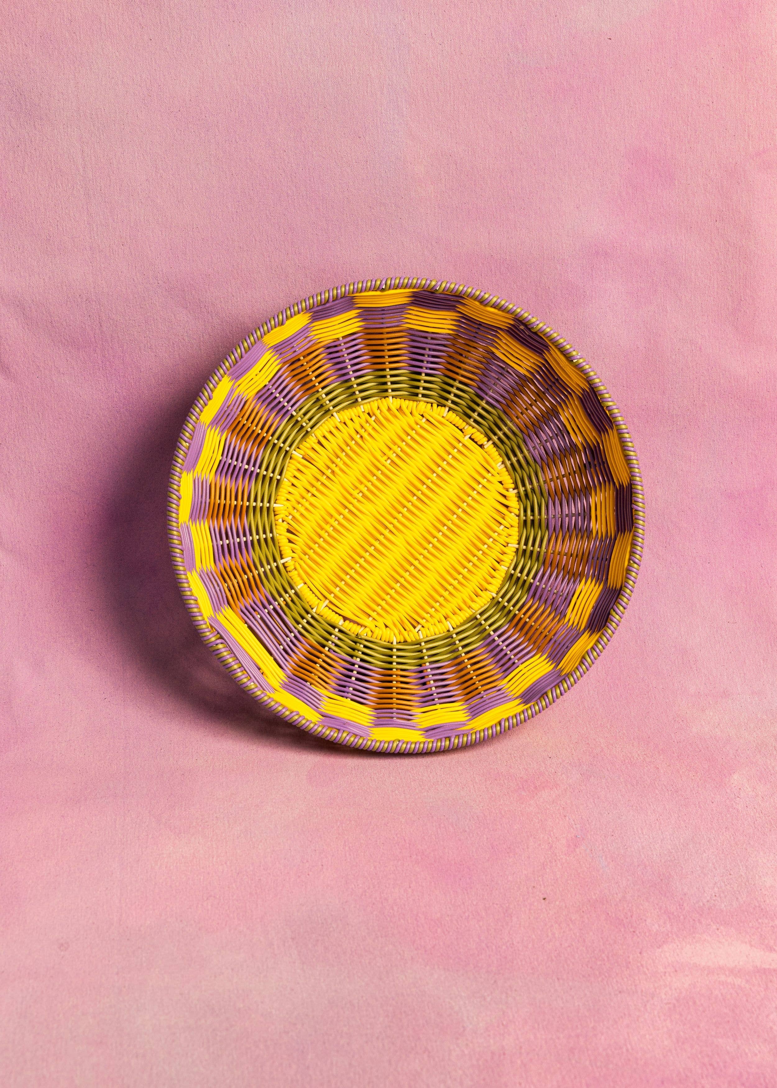 Woven Bowl - Yellow/Lilac