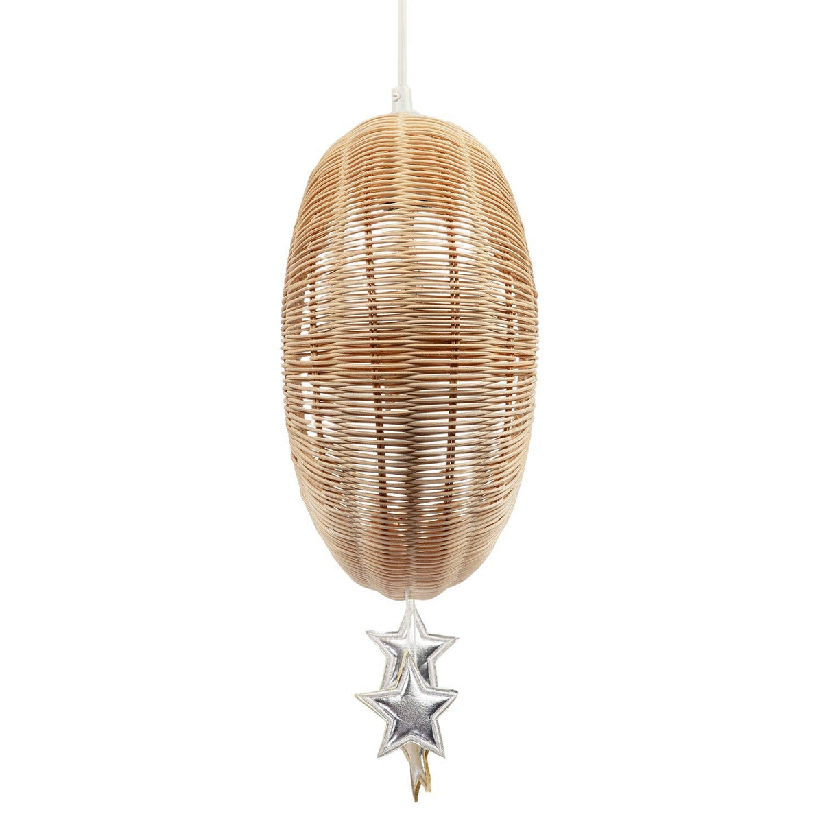 Whimsical Crescent Moon Pendant Light Shade with Silver and Gold Stars